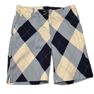LOUDMOUTH Golf  Shorts 10.5” Long Women’s Size 6 Blue Argyle Plaid
